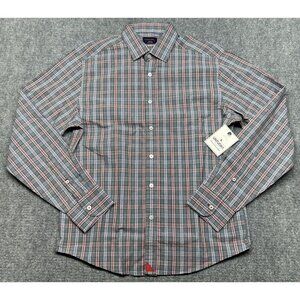 UNTUCKit Marzemino Shirt Mens S Gray Blue Red Plaid Button Up Long Sleeve New